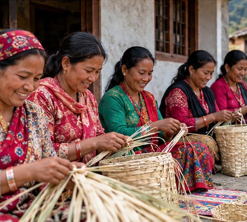 Women participating in a livelihoods activity